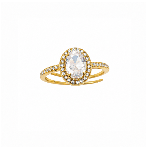 Anel Ajustável Oval Dourado ou Prateado
