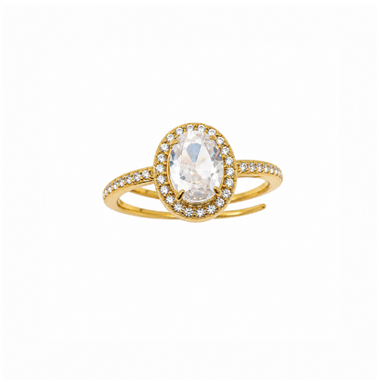 Anel Ajustável Oval Dourado ou Prateado