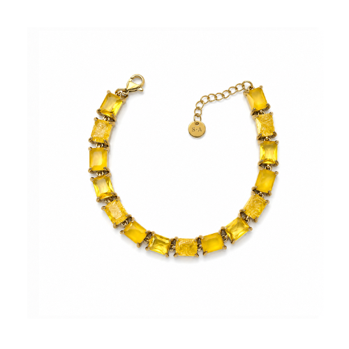 Pulseira Brilhantes Colorido Dourado