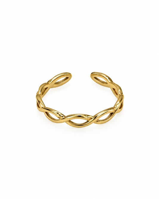 Anel Simples Entrelaçado Dourado ou Prateado