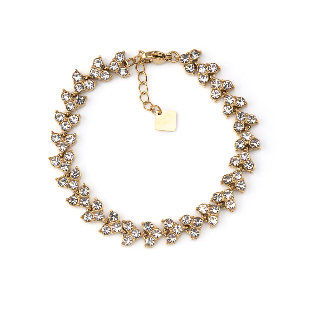 Pulseira Flores Brilhantes Dourado ou Prateado