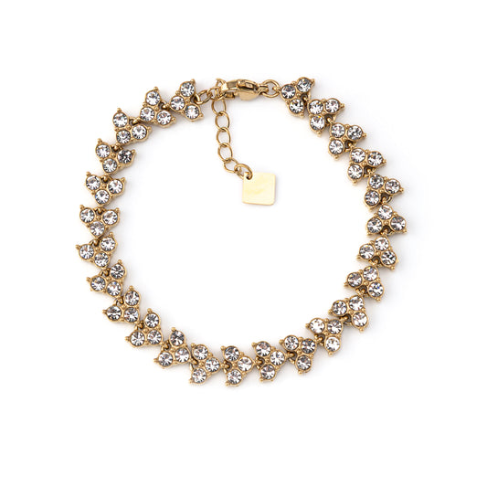 Pulseira Flores Brilhantes Dourado ou Prateado