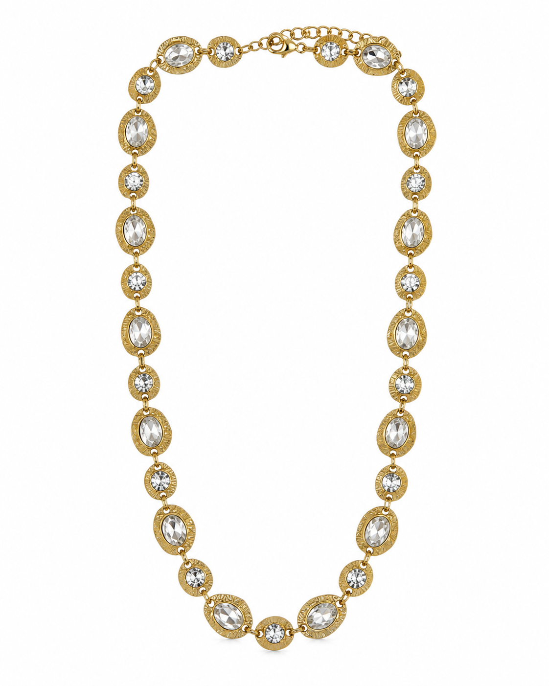 Colar Pedras Branco ou Castanho Dourado