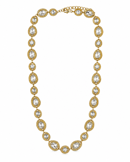 Colar Pedras Branco ou Castanho Dourado