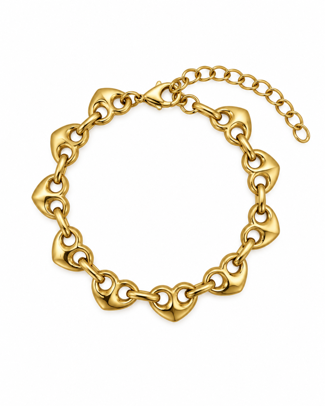 Pulseira Corações Corrente Dourado