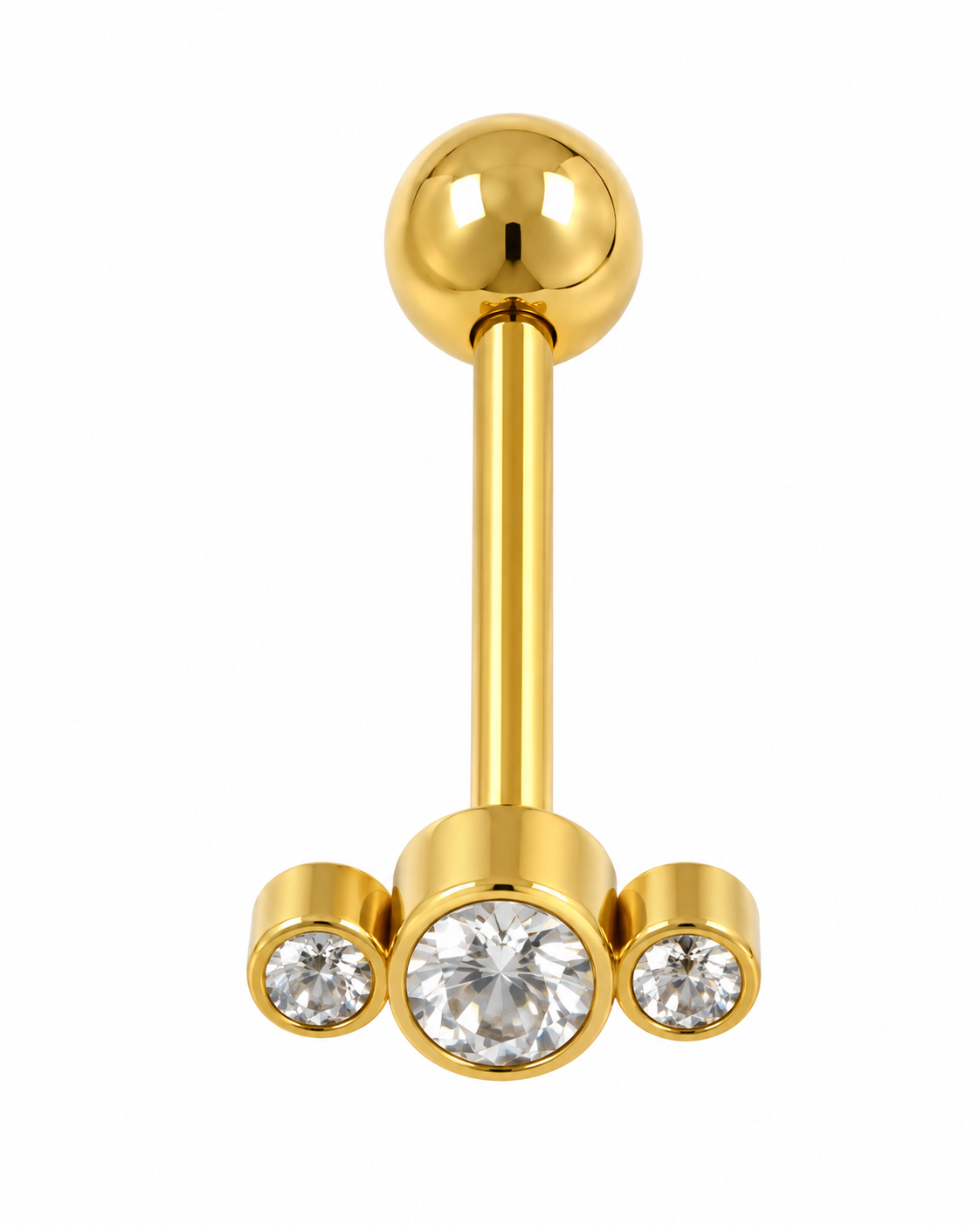Piercing 3 Brilhantes Dourado ou Prateado