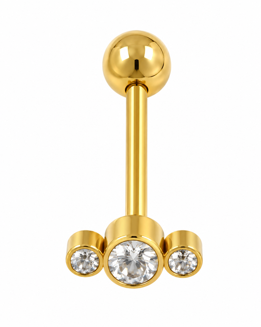 Piercing 3 Brilhantes Dourado ou Prateado