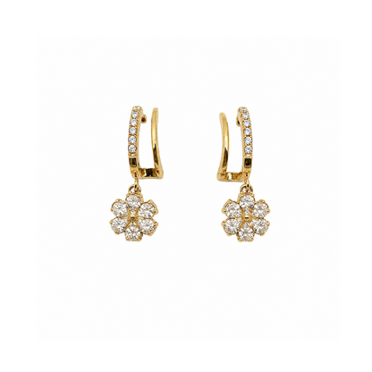 Brincos Duplos com Flor Dourado ou Prateado