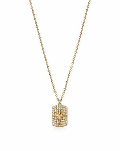 Colar Estrela Brilhantes Dourado