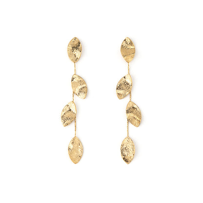 Brincos Folhas Compridos Dourado ou Prateado