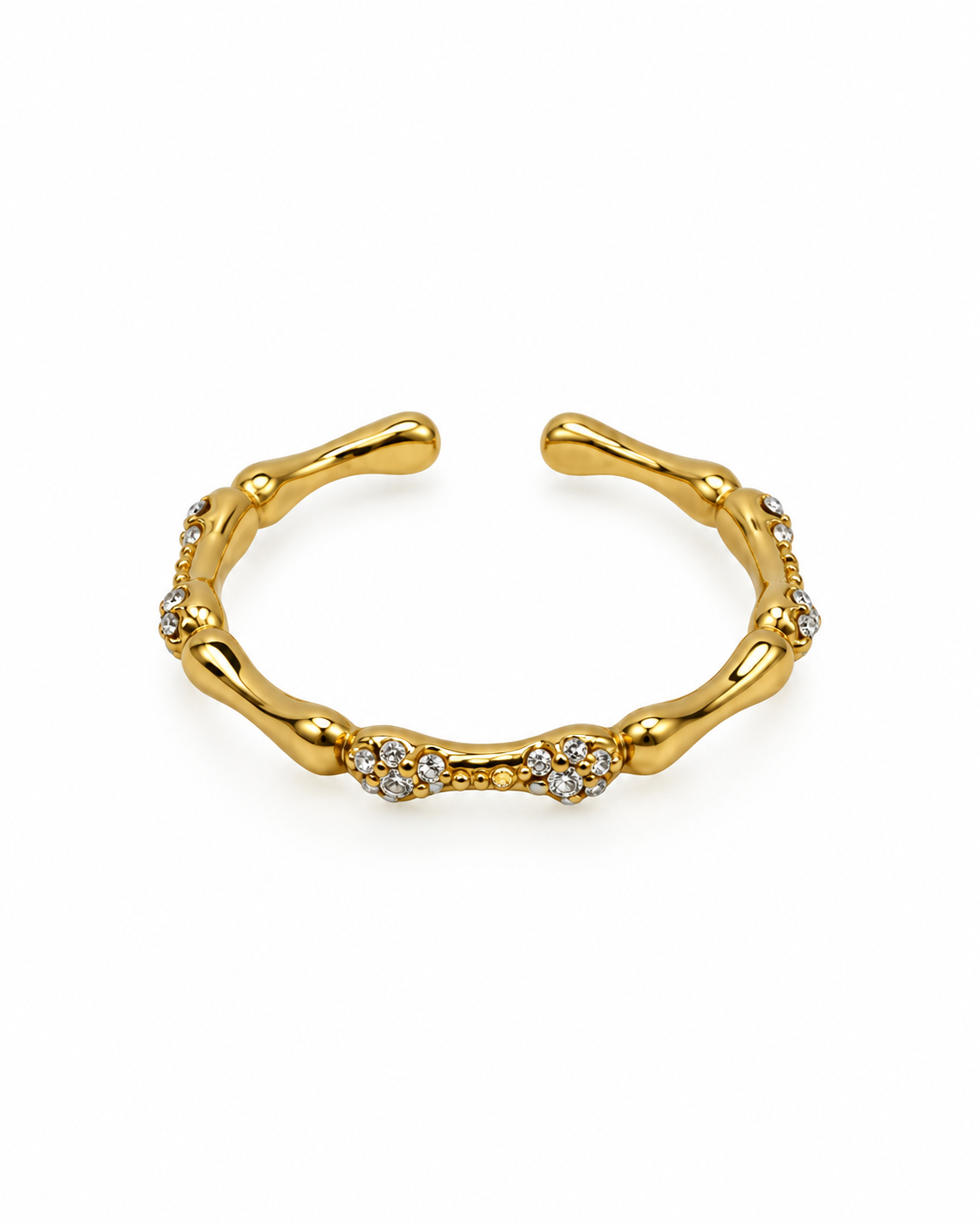 Anel Bambu Brilhantes Dourado ou Prateado