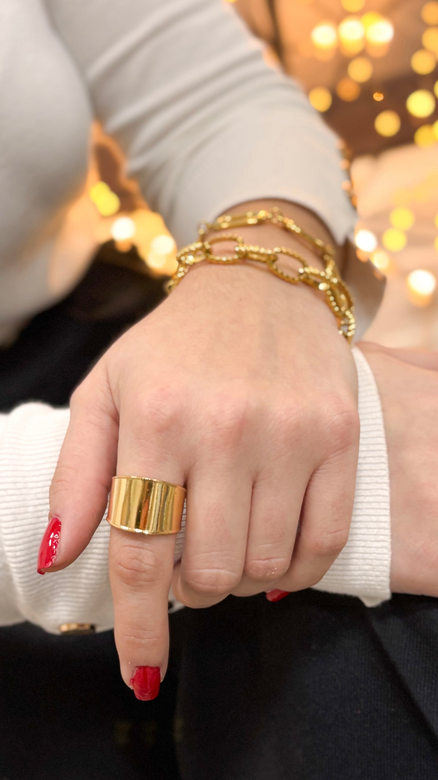 anel liso dourado ajustável aço inox 316l