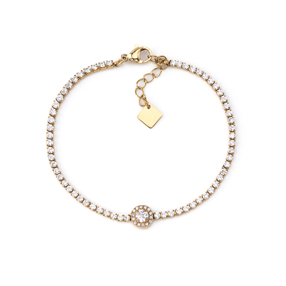 Pulseira Riviera com Pendente Dourado ou Prateado