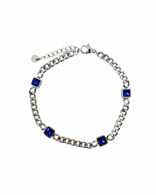 Pulseira Corrente Azul Prateado
