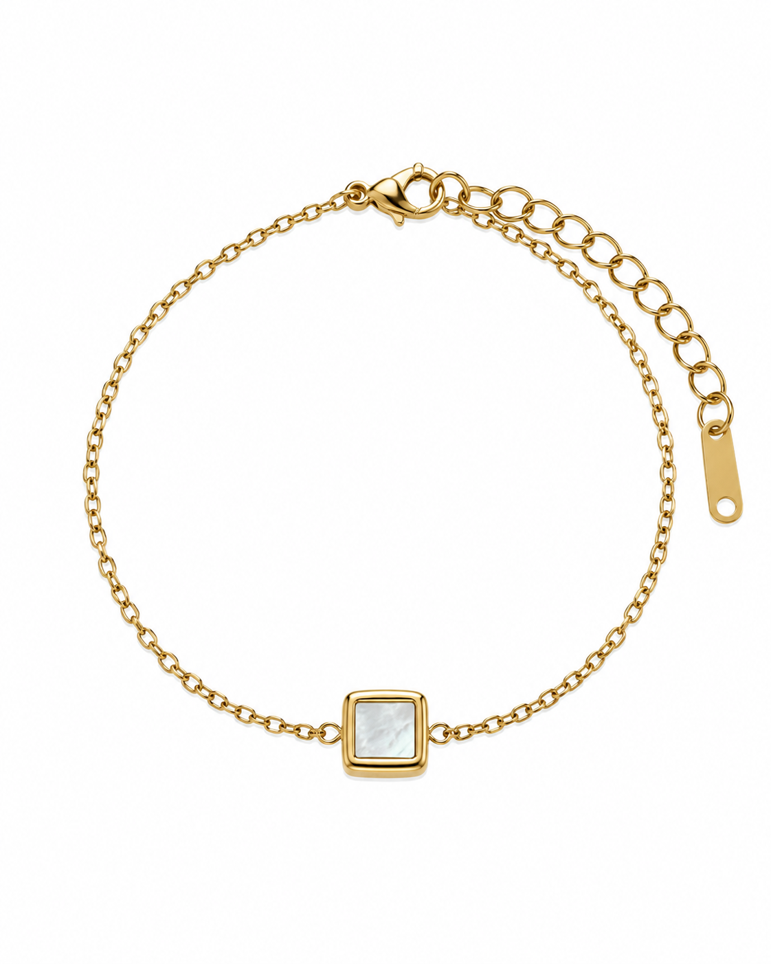 Pulseira Madrepérola Quadrado Dourado ou Prateado