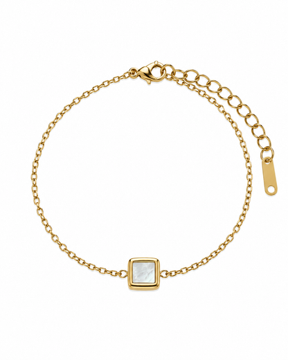 Pulseira Madrepérola Quadrado Dourado ou Prateado