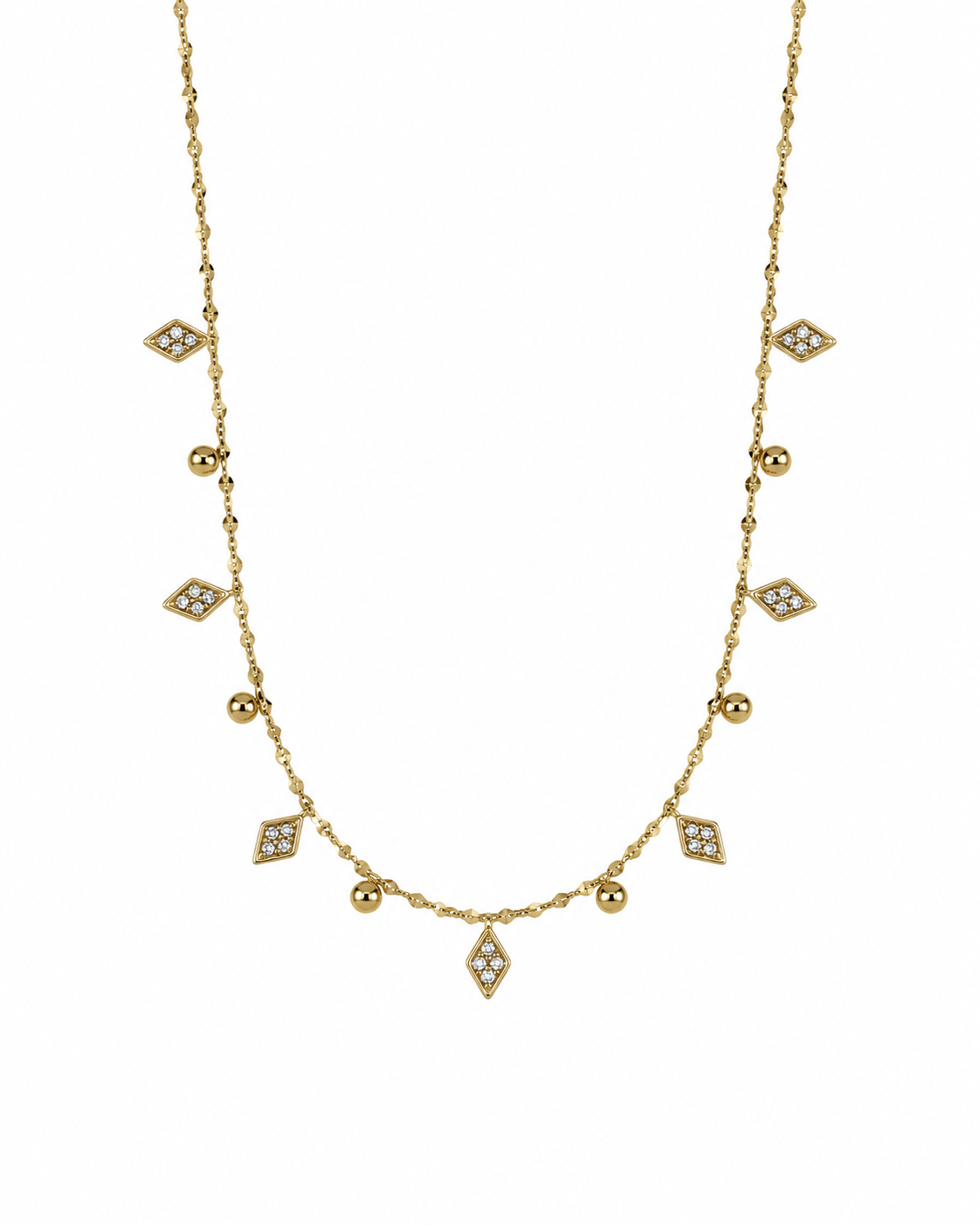 Colar Pendentes Losango Dourado ou Prateado
