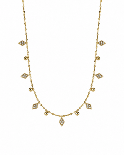 Colar Pendentes Losango Dourado ou Prateado