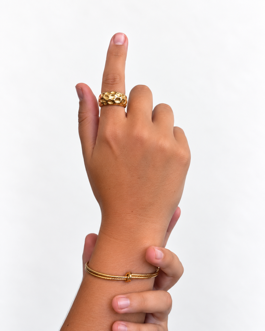 Anel Bubble Irregular Dourado