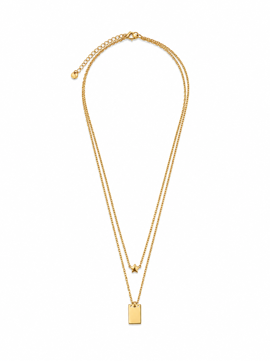 Colar Duplo Estrela e Medalha Dourado