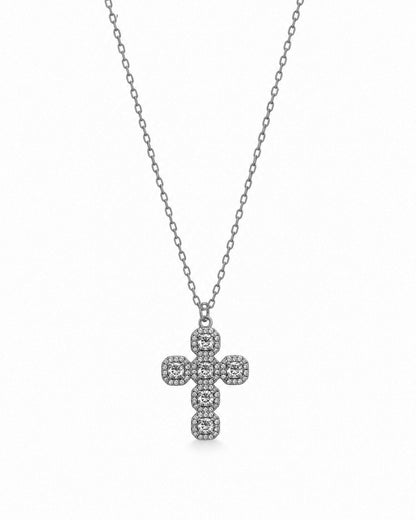Colar Cruz Quadrados Brilhantes Dourado ou Prateado