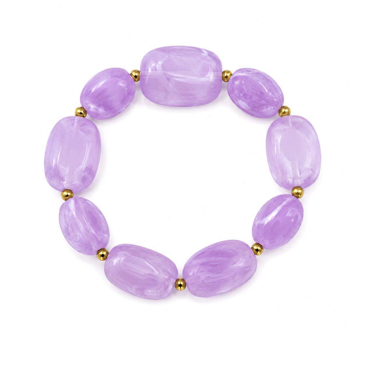 Pulseira Pedra Roxa Dourado