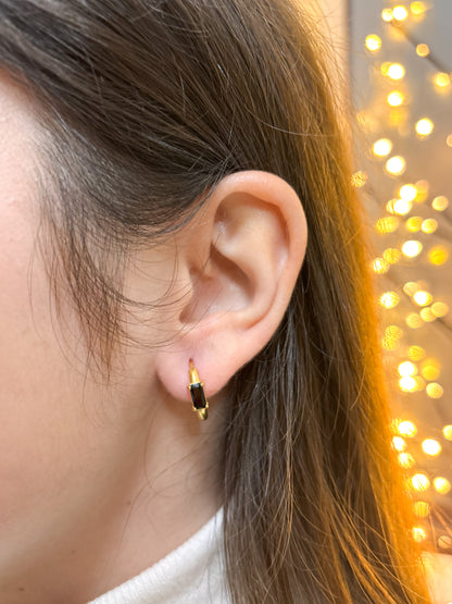 Brincos Yara Preto Dourado