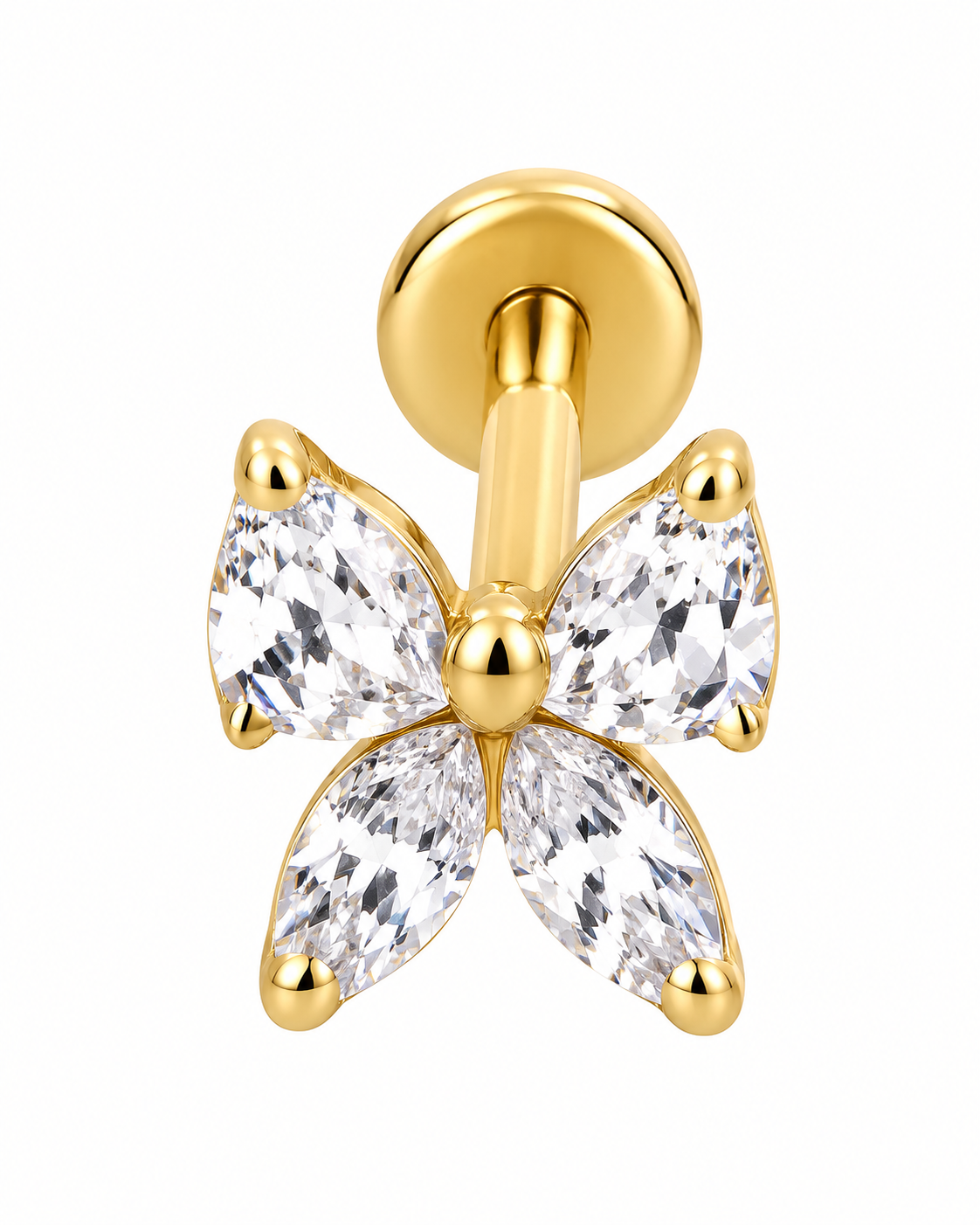 Piercing Laço Brilhantes Dourado ou Prateado