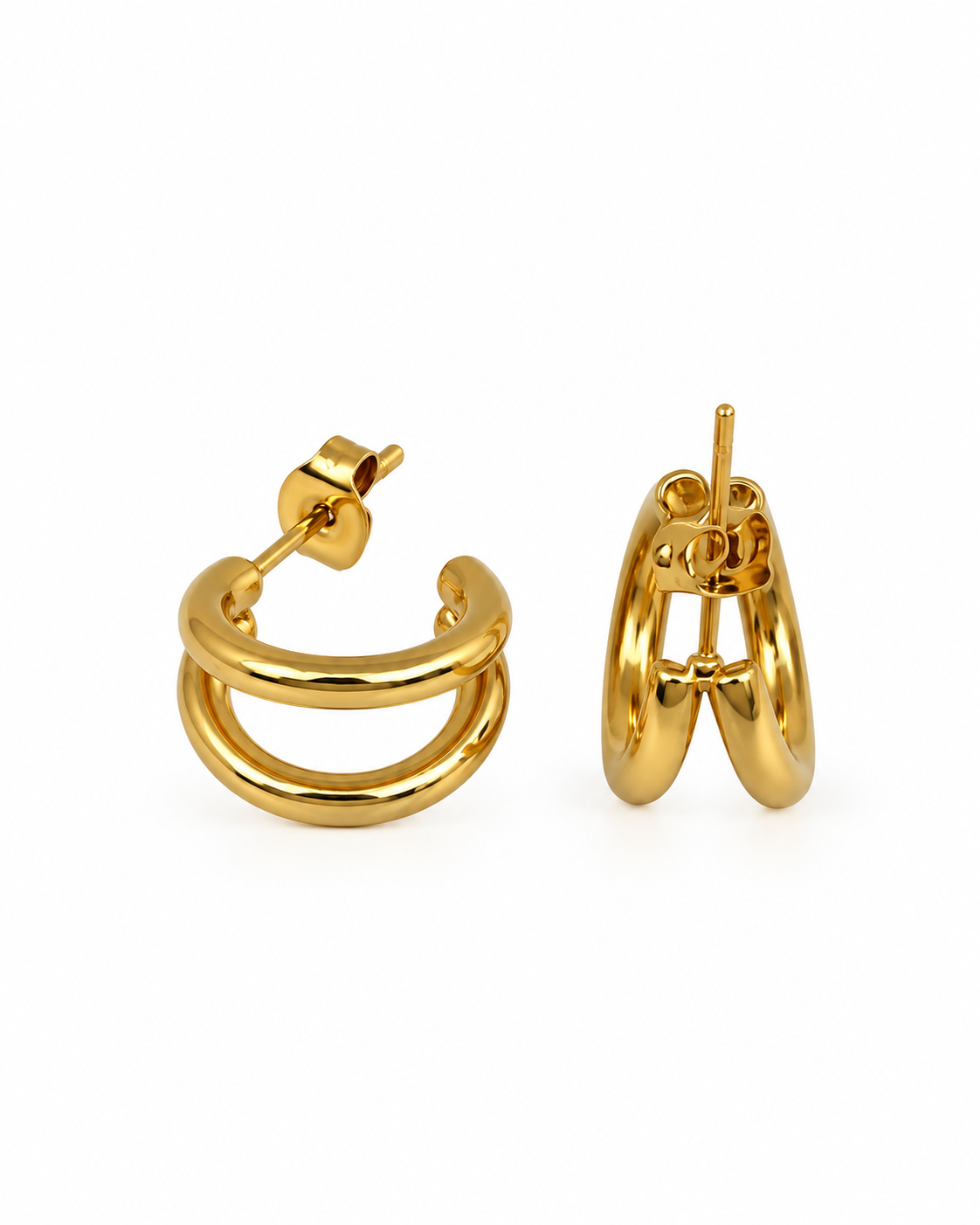 Brincos Argola Dupla Dourado ou Prateado