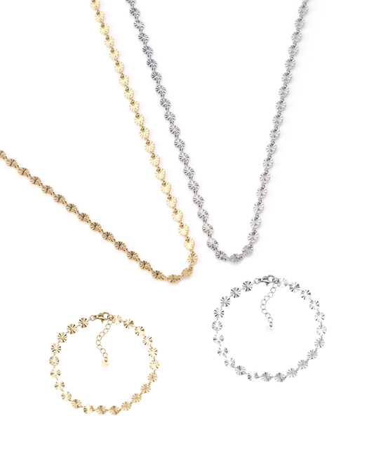 Conjunto Mini Flores Dourado ou Prateado