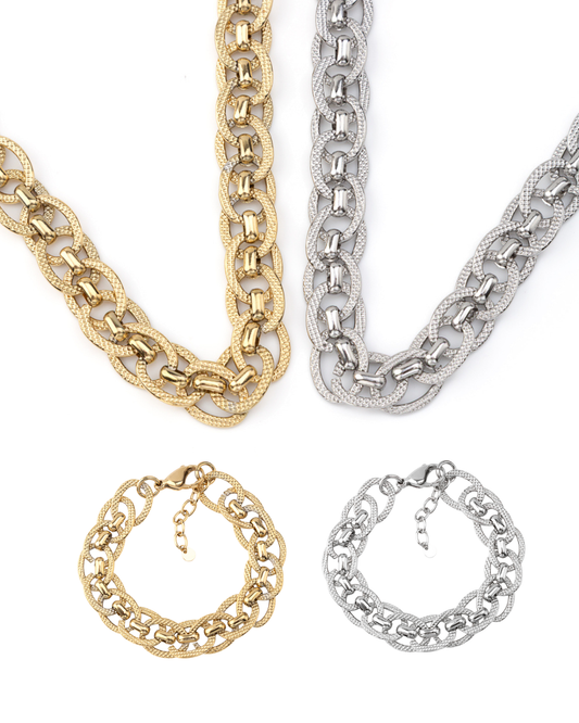 Conjunto Corrente Cheia Dourado ou Prateado