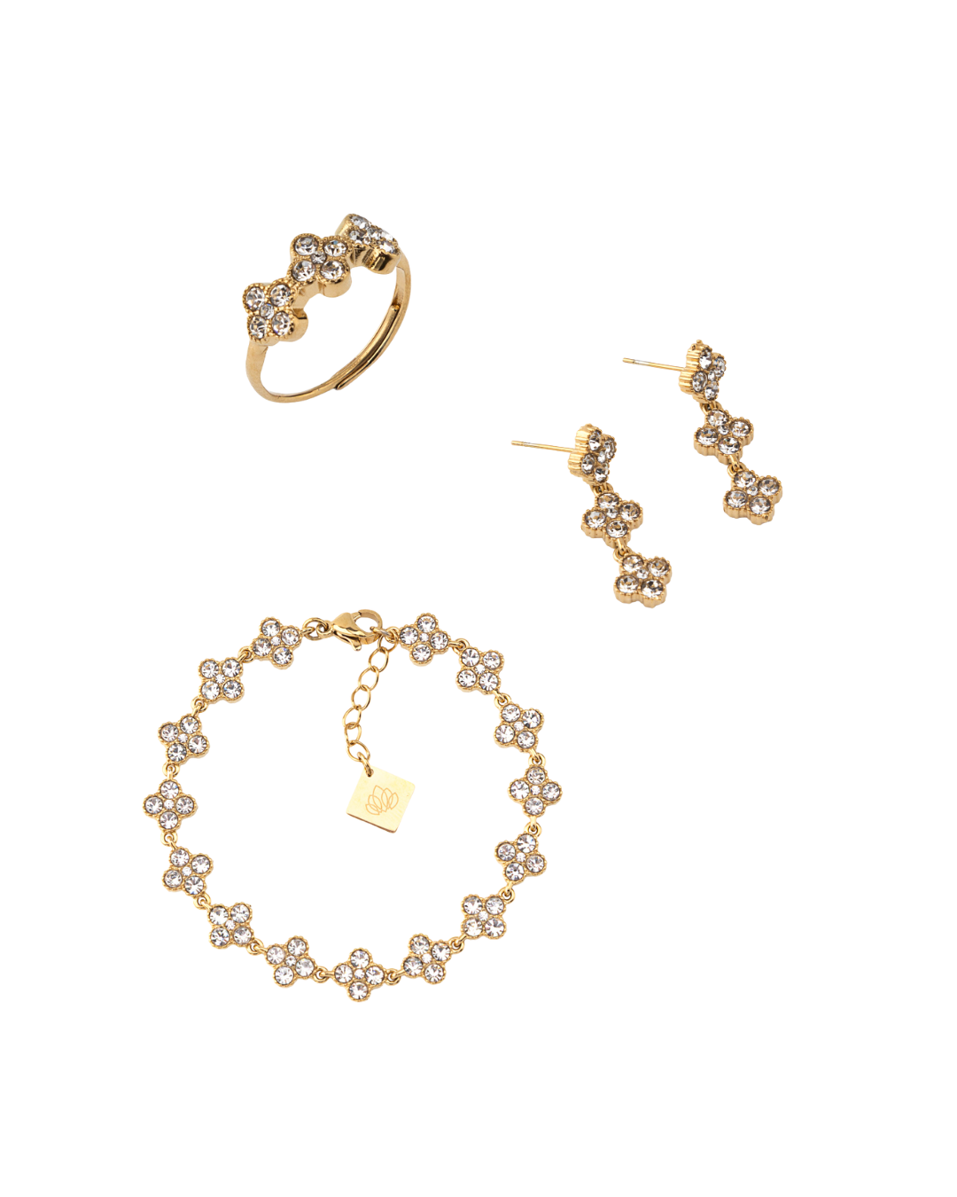 Conjunto Trevos Dourado ou Prateado