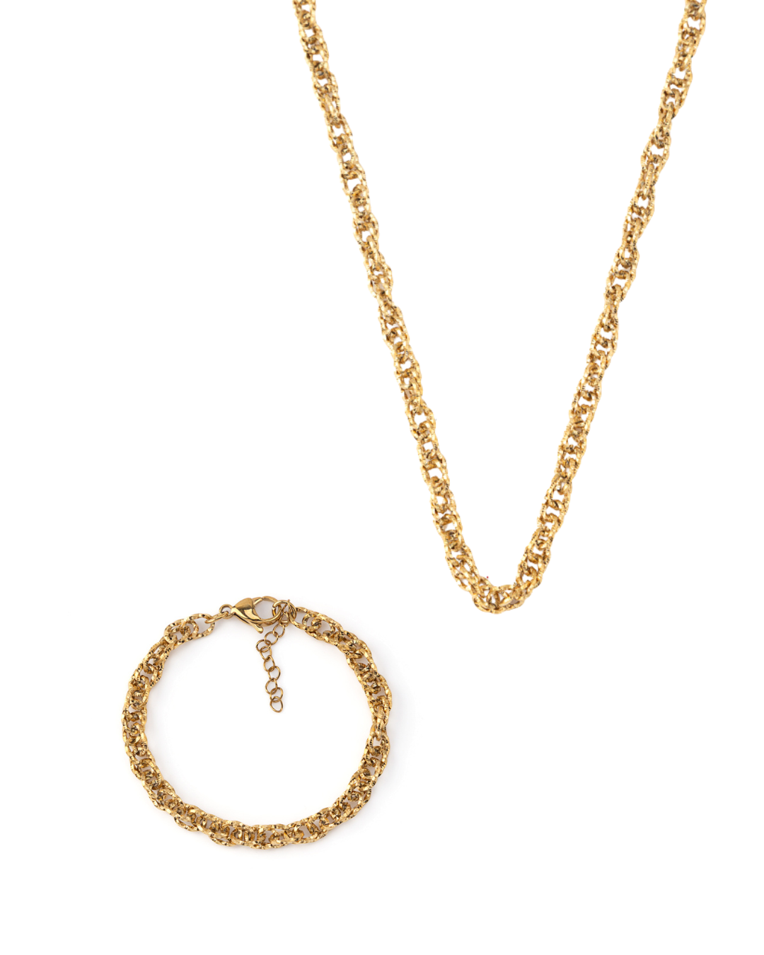 Conjunto Corrente Trabalhada Dourado ou Prateado