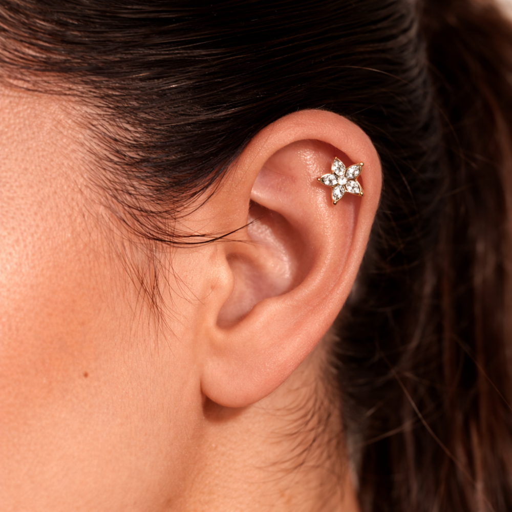 Piercing Estrela Dourado ou Prateado