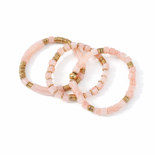 3 Pulseiras Coloridas Dourado