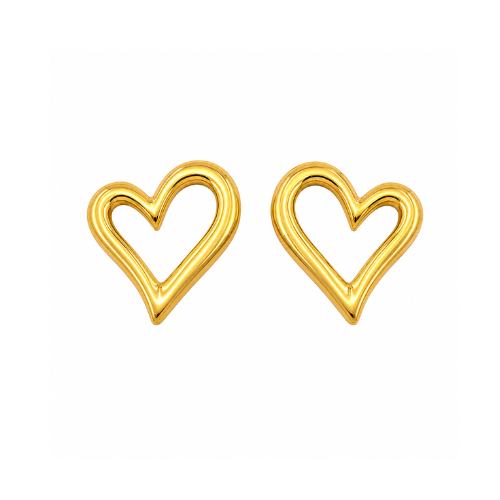 Brincos Coração Aberto Dourado ou Prateado