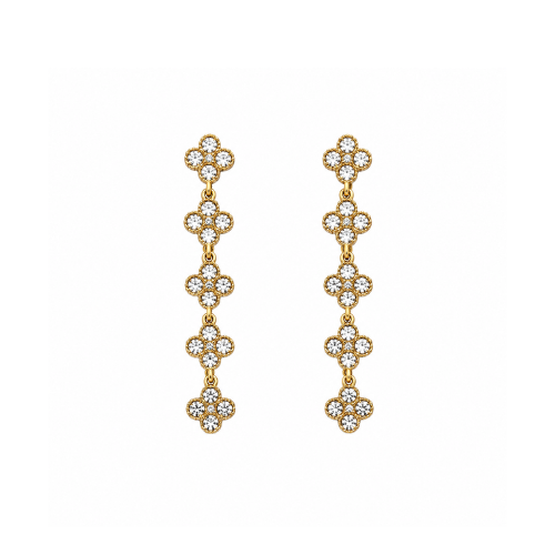 Brincos 5 Trevos Brilhantes Dourado