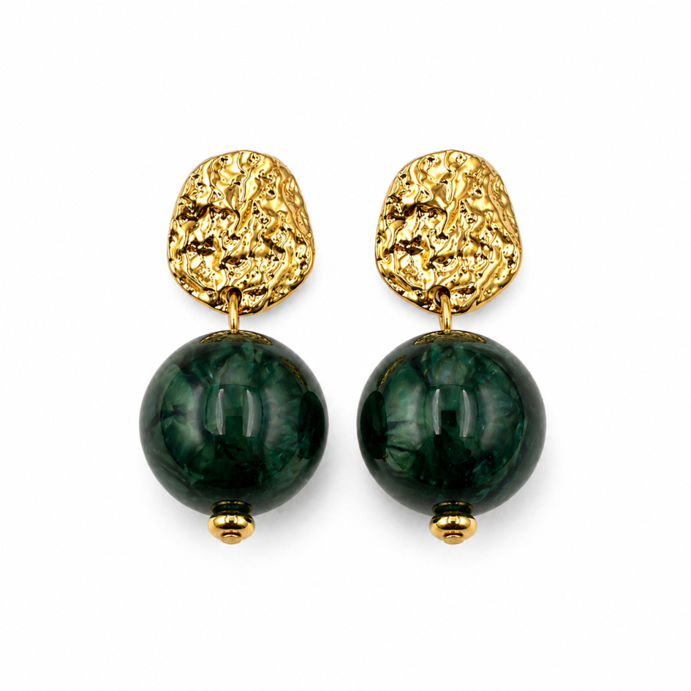 Brincos Pedra Bubble Azul, Verde ou Rosa