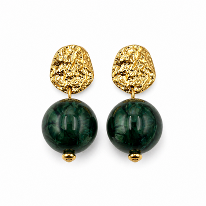 Brincos Pedra Bubble Azul, Verde ou Rosa