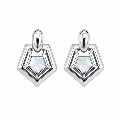 Brincos Pentagono Madrepérola Dourado ou Prateado