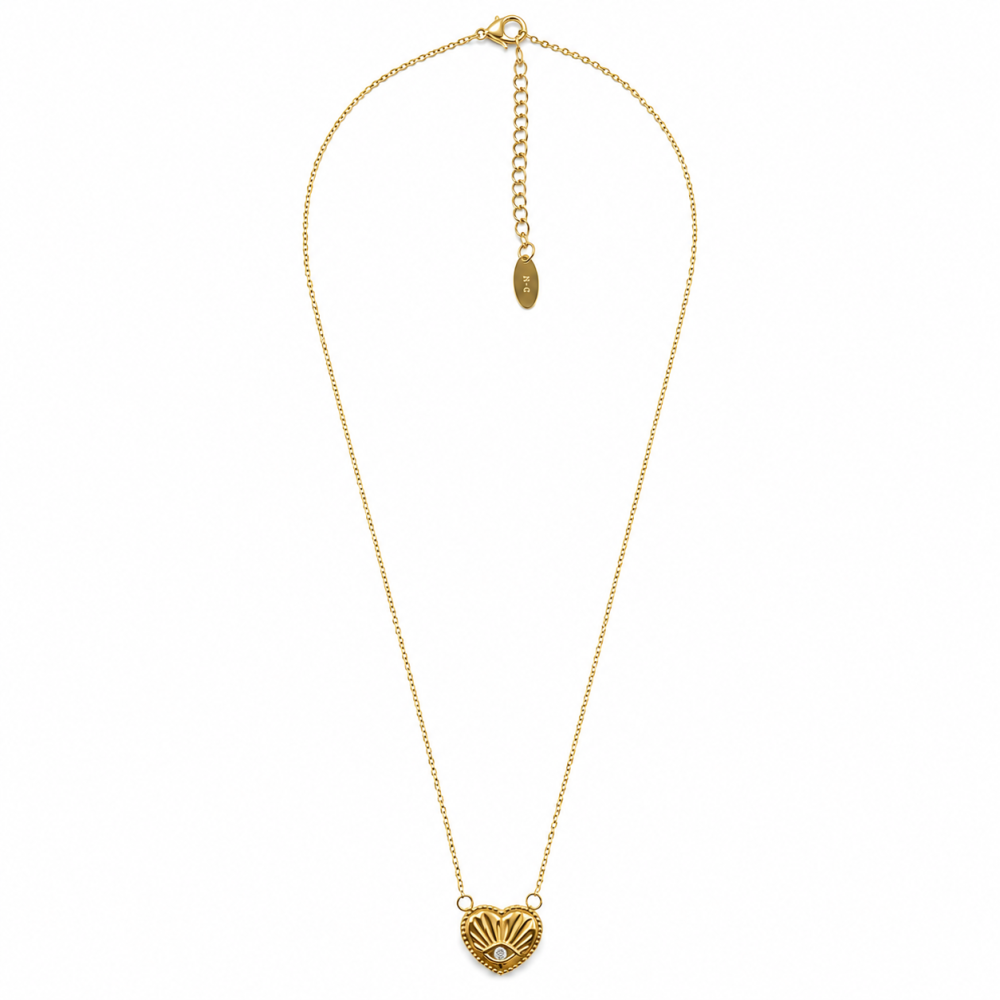 Colar Coração Olho Dourado ou Prateado