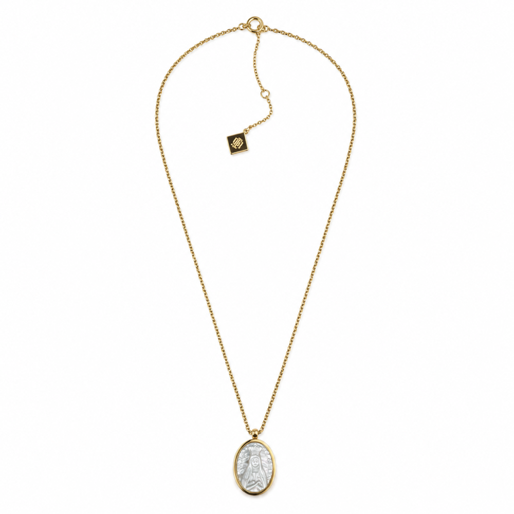 Colar Senhora de Fátima com Oração Dourado