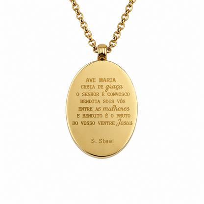 Colar Senhora de Fátima com Oração Dourado