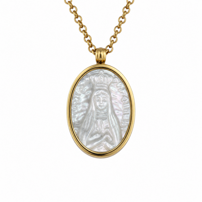 Colar Senhora de Fátima com Oração Dourado