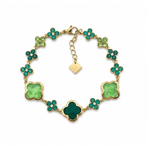Pulseira Colorida Trevos Dourado
