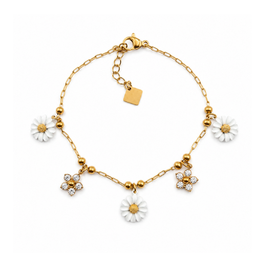 Conjunto Margaridas Dourado | Colar e Pulseira