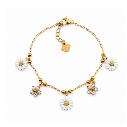 Conjunto Margaridas Dourado | Colar e Pulseira