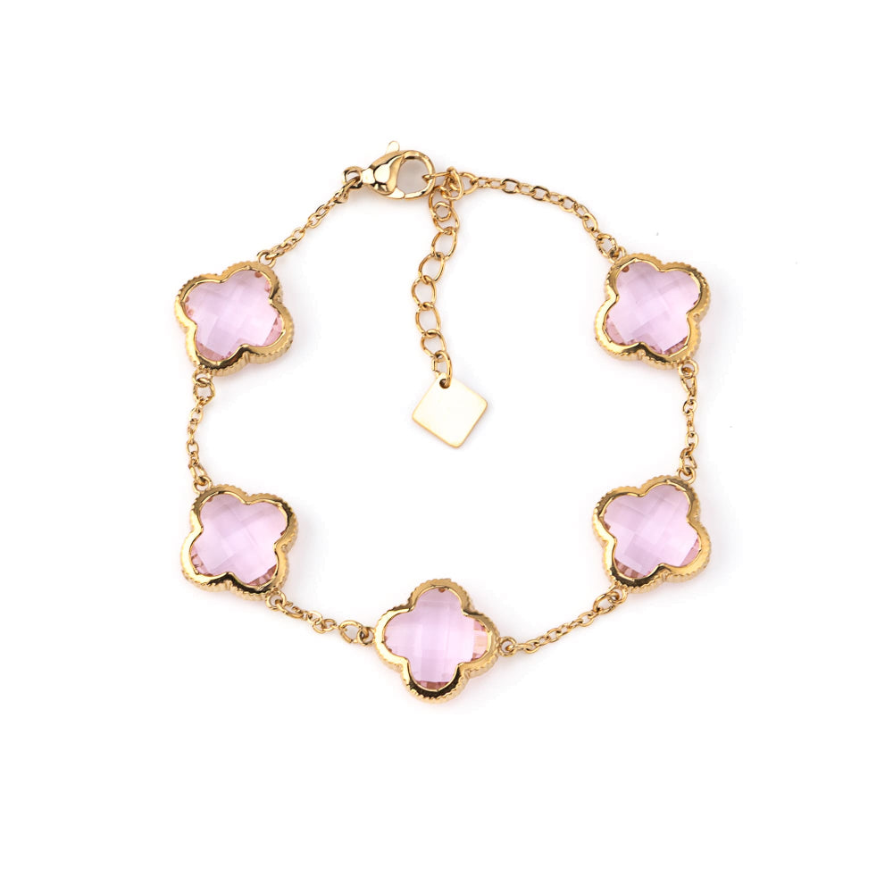 Pulseira Trevos Colorido Dourado