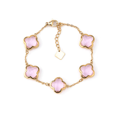 Pulseira Trevos Colorido Dourado