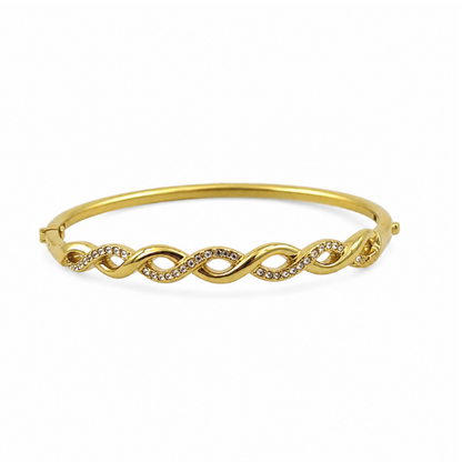 Pulseira Rija Entrelaçado Dourado ou Prateado